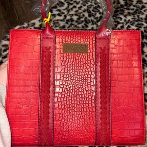 Wrangler Red Croc-Patterned Tote Bag